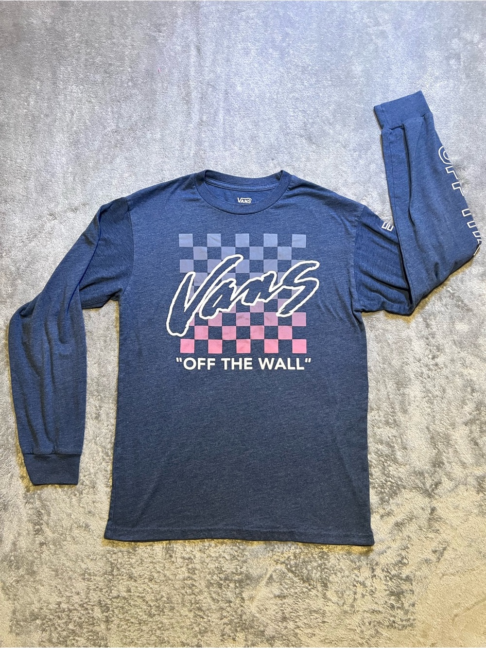 Vans Navy Long Sleeve Tee with Yellow Logo